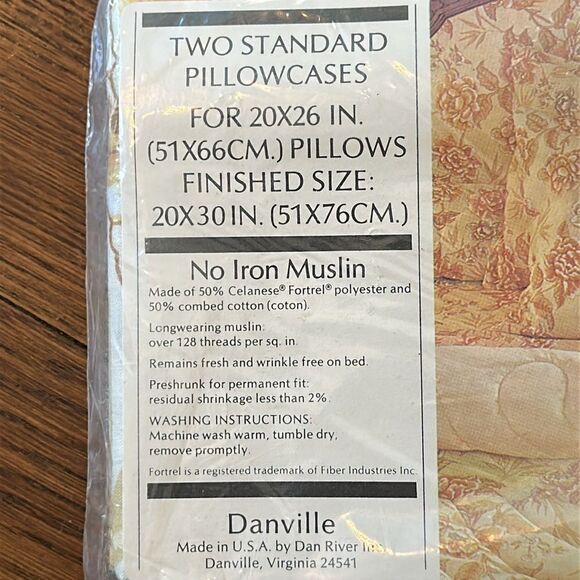 Vintage new in packaging Danville Evening Song Muslin Standard Pillowcases + One - Picture 2 of 6